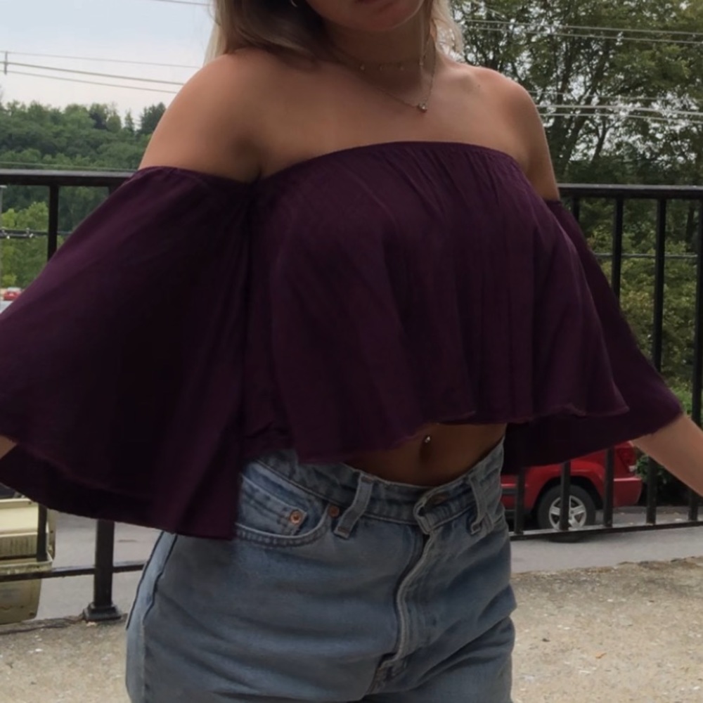 Off the shoulder purple top